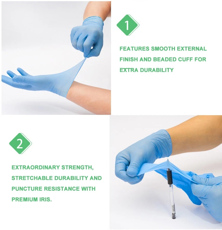 Disposable Medical Blue Nitrile Gloves with Sterilizing