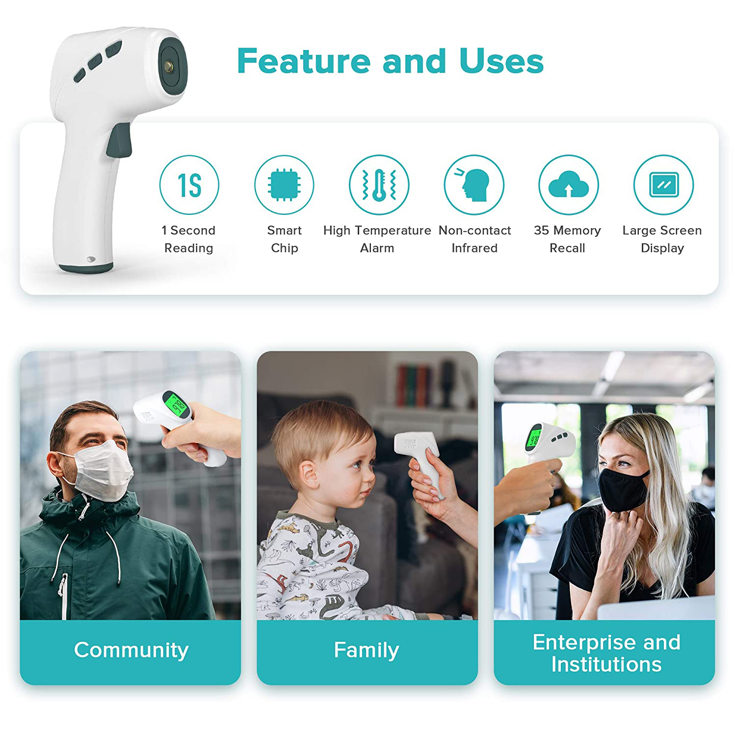 Precision Infrared Thermometer With Laser For Humans Body