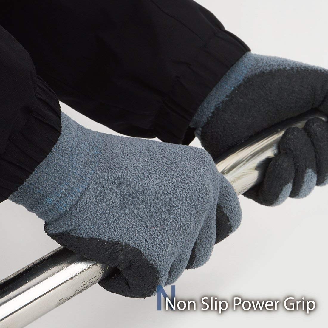 Grey Thin Lightweight Winter Work Warm Gloves With Power Grip