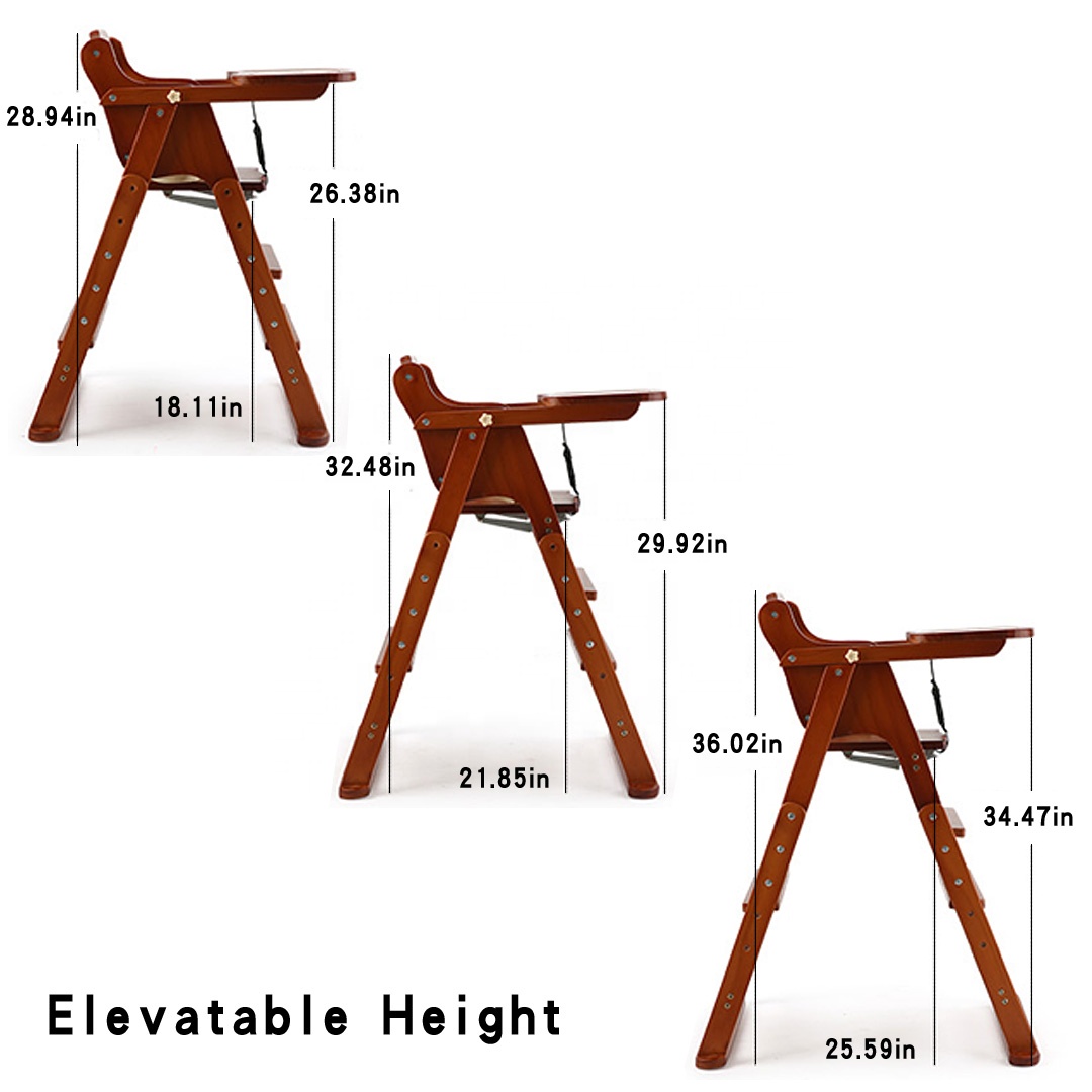 Portable Wooden Baby Dining High Foldable Chair